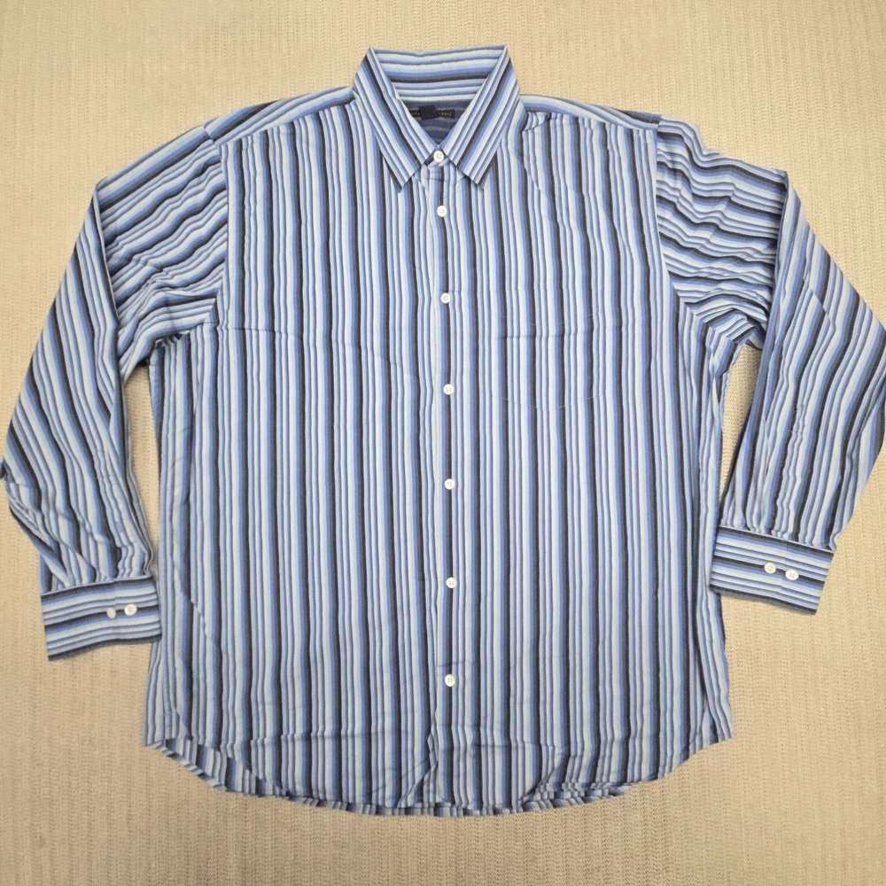 Banana Republic Shirt Mens XL Blue White Striped Button Up Down Dress Preppy